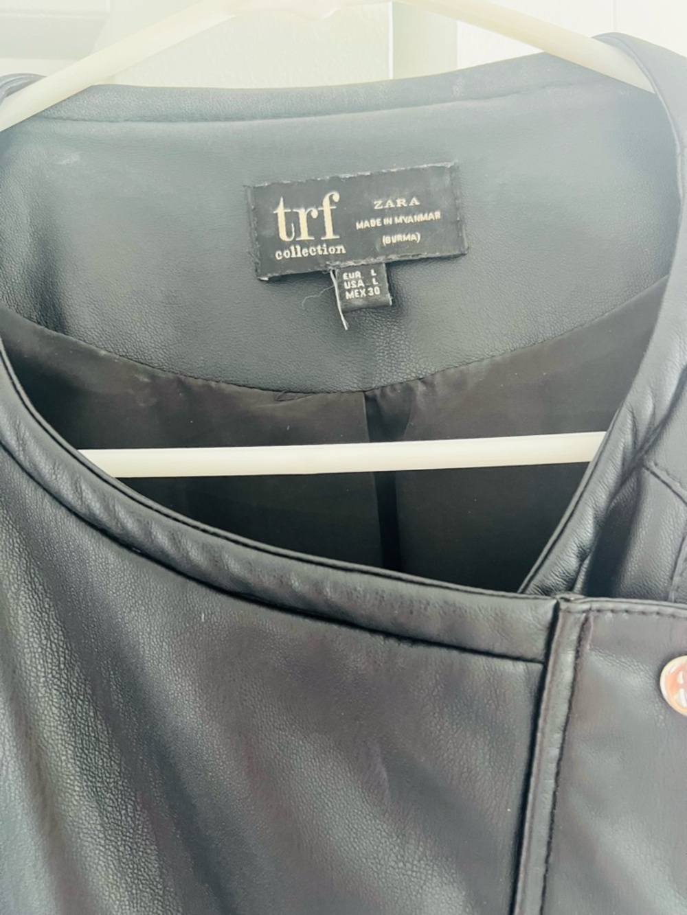 Zara Black Leather Jacket with Silver Accents, Size Large - Picture 7 of 12